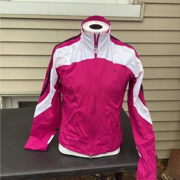 Whimsigoth heritage old money Nike Women’s Pink Full Zip Windbreaker Coat Medium - Picture 1 of 3